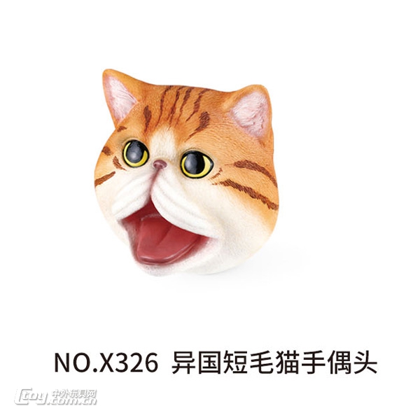 新凯纳X326异国短毛猫手偶头亲子互动动物手偶模型玩具图片